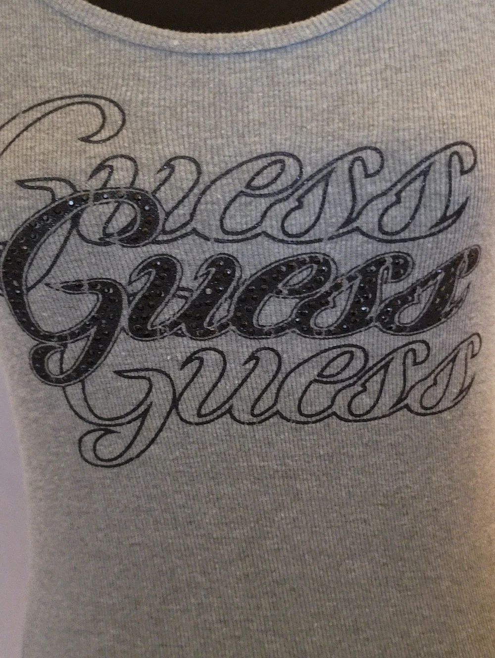 GUESS Gray Ribbed Logo Tank Top - Picture 2 of 3